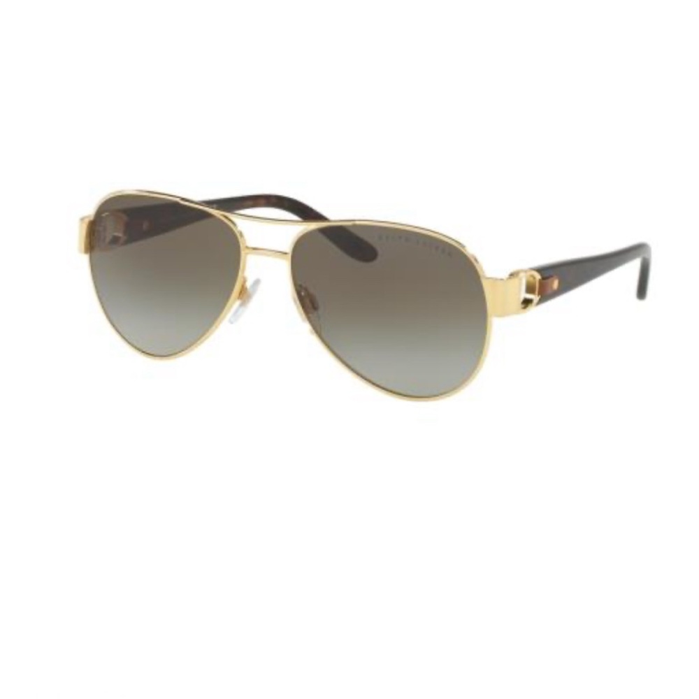 Ralph Lauren Gold and Tortoise Aviator Sunglasses NEW with Leather Case RL7047Q
